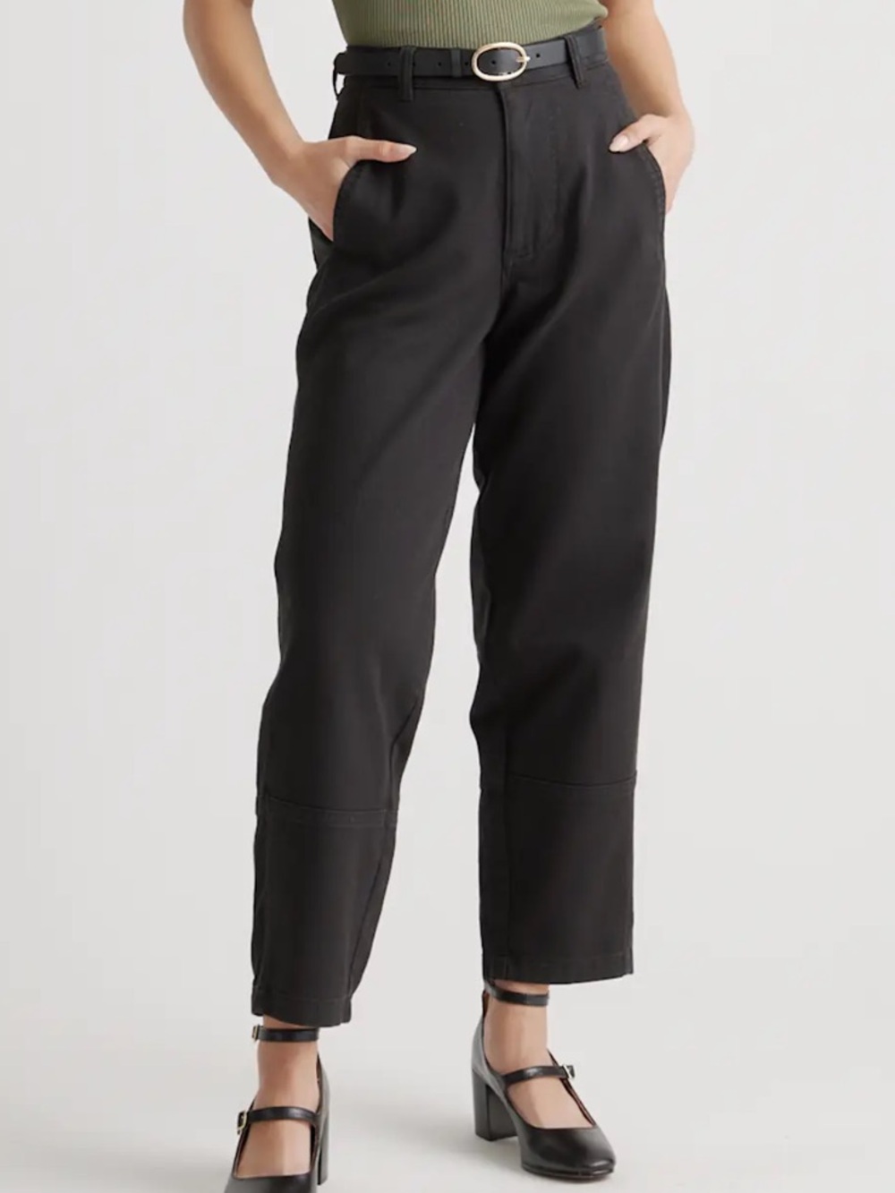 QUINCE ORGANIC COTTON TWILL BARREL PANTS BLACK SIZE 4 - Picture 1 of 16